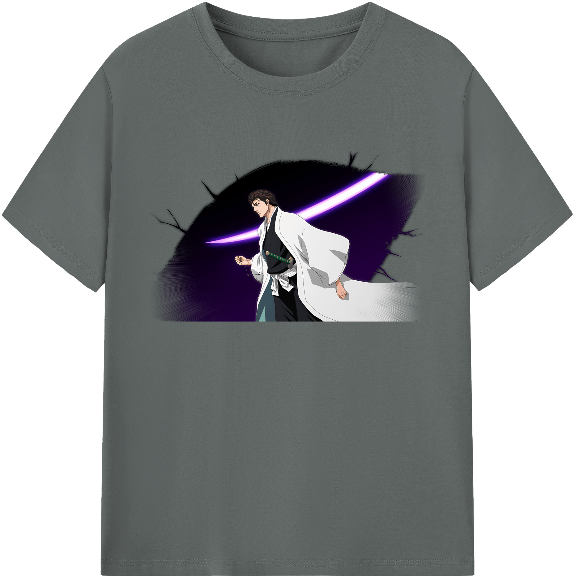 （画像用） ブリーチ 藍染 惣右介（あいぜん そうすけ） BLEACH Aizen Sousuke 綿100％ メンズ半袖Tシャツ｜肌触りやわらか＆通気性